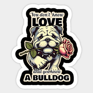 Bulldog Valentine"s day Sticker